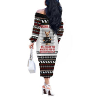 Chihuahua Personal Stalker Christmas Off The Shoulder Long Sleeve Dress Xmas Holiday Patterns - Wonder Print Shop