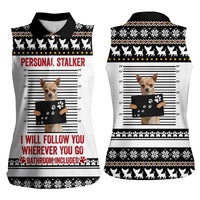 Chihuahua Personal Stalker Christmas Women Sleeveless Polo Shirt Xmas Holiday Patterns - Wonder Print Shop