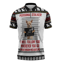 Chihuahua Personal Stalker Christmas Zipper Polo Shirt Xmas Holiday Patterns - Wonder Print Shop