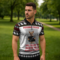 Chihuahua Personal Stalker Christmas Zipper Polo Shirt Xmas Holiday Patterns - Wonder Print Shop