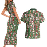 Chihuahua Santa Clau Christmas Couples Matching Short Sleeve Bodycon Dress and Hawaiian Shirt Xmas Holiday Patterns - Wonder Print Shop