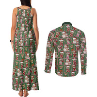 Chihuahua Santa Clau Christmas Couples Matching Tank Maxi Dress and Long Sleeve Button Shirt Xmas Holiday Patterns - Wonder Print Shop