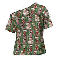 Chihuahua Santa Clau Christmas Cross Shoulder Shirt Xmas Holiday Patterns - Wonder Print Shop