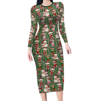 Chihuahua Santa Clau Christmas Family Matching Long Sleeve Bodycon Dress and Hawaiian Shirt Xmas Holiday Patterns - Wonder Print Shop