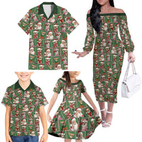 Chihuahua Santa Clau Christmas Family Matching Off The Shoulder Long Sleeve Dress and Hawaiian Shirt Xmas Holiday Patterns - Wonder Print Shop