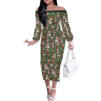 Chihuahua Santa Clau Christmas Family Matching Off The Shoulder Long Sleeve Dress and Hawaiian Shirt Xmas Holiday Patterns - Wonder Print Shop