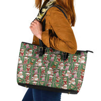 Chihuahua Santa Clau Christmas Leather Tote Bag Xmas Holiday Patterns - Wonder Print Shop