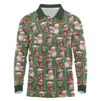 Chihuahua Santa Clau Christmas Long Sleeve Polo Shirt Xmas Holiday Patterns - Wonder Print Shop