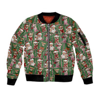 Chihuahua Santa Clau Christmas Sleeve Zip Bomber Jacket Xmas Holiday Patterns - Wonder Print Shop
