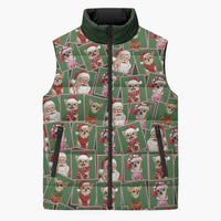 Chihuahua Santa Clau Christmas Sleeveless Puffer Jacket Xmas Holiday Patterns - Wonder Print Shop