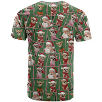 Chihuahua Santa Clau Christmas T Shirt Xmas Holiday Patterns - Wonder Print Shop
