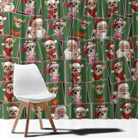 Chihuahua Santa Clau Christmas Window Curtain Xmas Holiday Patterns - Wonder Print Shop