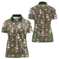 Chihuahua Santa Clau Christmas Women Polo Shirt Xmas Holiday Patterns - Wonder Print Shop