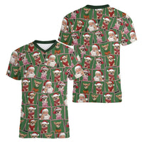 Chihuahua Santa Clau Christmas Women V-Neck T-Shirt Xmas Holiday Patterns - Wonder Print Shop