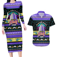 Christmas Party 1988 Nakatomi Plaza Couples Matching Long Sleeve Bodycon Dress and Hawaiian Shirt Xmas Holiday Patterns - Wonder Print Shop