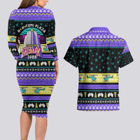 Christmas Party 1988 Nakatomi Plaza Couples Matching Long Sleeve Bodycon Dress and Hawaiian Shirt Xmas Holiday Patterns - Wonder Print Shop