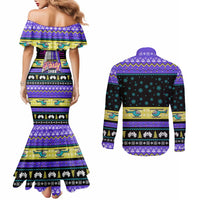 Christmas Party 1988 Nakatomi Plaza Couples Matching Mermaid Dress and Long Sleeve Button Shirt Xmas Holiday Patterns - Wonder Print Shop