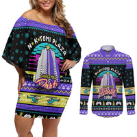 Christmas Party 1988 Nakatomi Plaza Couples Matching Off Shoulder Short Dress and Long Sleeve Button Shirt Xmas Holiday Patterns - Wonder Print Shop
