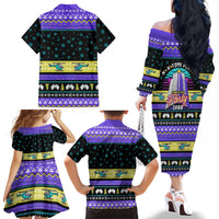 Christmas Party 1988 Nakatomi Plaza Family Matching Off The Shoulder Long Sleeve Dress and Hawaiian Shirt Xmas Holiday Patterns - Wonder Print Shop