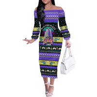 Christmas Party 1988 Nakatomi Plaza Off The Shoulder Long Sleeve Dress Xmas Holiday Patterns - Wonder Print Shop