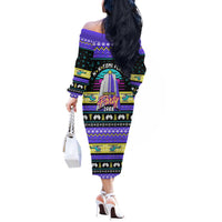 Christmas Party 1988 Nakatomi Plaza Off The Shoulder Long Sleeve Dress Xmas Holiday Patterns - Wonder Print Shop