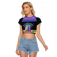 Christmas Party 1988 Nakatomi Plaza Raglan Cropped T Shirt Xmas Holiday Patterns - Wonder Print Shop
