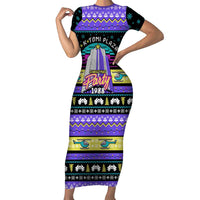 Christmas Party 1988 Nakatomi Plaza Short Sleeve Bodycon Dress Xmas Holiday Patterns - Wonder Print Shop
