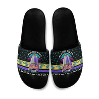 Christmas Party 1988 Nakatomi Plaza Slide Sandals Xmas Holiday Patterns - Wonder Print Shop