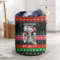 Dead Inside But Jolly Af Christmas Skeleton Laundry Basket Xmas Holiday Patterns - Wonder Print Shop