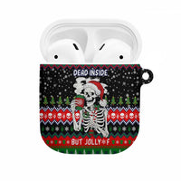 Dead Inside But Jolly Af Christmas Skeleton AirPods Case Xmas Holiday Patterns - Wonder Print Shop