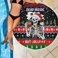 Dead Inside But Jolly Af Christmas Skeleton Beach Blanket Xmas Holiday Patterns - Wonder Print Shop