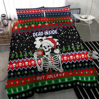 Dead Inside But Jolly Af Christmas Skeleton Bedding Set Xmas Holiday Patterns - Wonder Print Shop