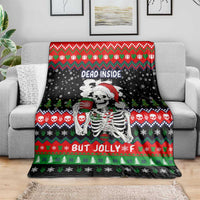 Dead Inside But Jolly Af Christmas Skeleton Blanket Xmas Holiday Patterns - Wonder Print Shop