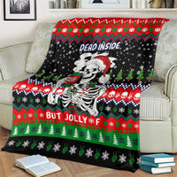 Dead Inside But Jolly Af Christmas Skeleton Blanket Xmas Holiday Patterns - Wonder Print Shop