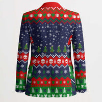 Dead Inside But Jolly Af Christmas Skeleton Blazer Xmas Holiday Patterns - Wonder Print Shop