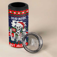 Dead Inside But Jolly Af Christmas Skeleton 4 in 1 Can Cooler Tumbler Xmas Holiday Patterns - Wonder Print Shop