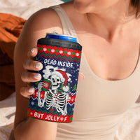 Dead Inside But Jolly Af Christmas Skeleton 4 in 1 Can Cooler Tumbler Xmas Holiday Patterns - Wonder Print Shop