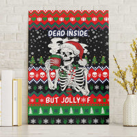 Dead Inside But Jolly Af Christmas Skeleton Canvas Wall Art Xmas Holiday Patterns - Wonder Print Shop