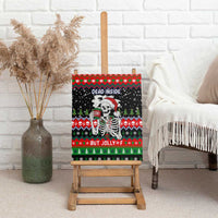 Dead Inside But Jolly Af Christmas Skeleton Canvas Wall Art Xmas Holiday Patterns - Wonder Print Shop