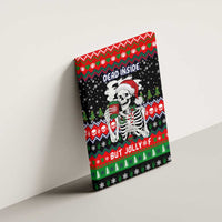Dead Inside But Jolly Af Christmas Skeleton Canvas Wall Art Xmas Holiday Patterns - Wonder Print Shop