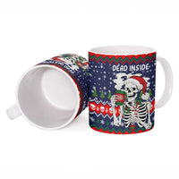 Dead Inside But Jolly Af Christmas Skeleton Ceramic Mug Xmas Holiday Patterns - Wonder Print Shop