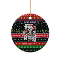 Dead Inside But Jolly Af Christmas Skeleton Ceramic Ornament Xmas Holiday Patterns - Wonder Print Shop