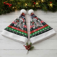 Dead Inside But Jolly Af Christmas Skeleton Christmas Santa Hat Xmas Holiday Patterns - Wonder Print Shop