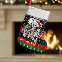 Dead Inside But Jolly Af Christmas Skeleton Christmas Stocking Xmas Holiday Patterns - Wonder Print Shop