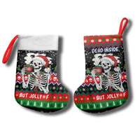 Dead Inside But Jolly Af Christmas Skeleton Christmas Stocking Xmas Holiday Patterns - Wonder Print Shop