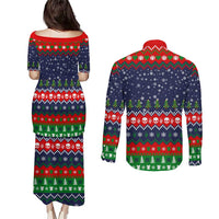 Dead Inside But Jolly Af Christmas Skeleton Couples Matching Puletasi and Long Sleeve Button Shirt Xmas Holiday Patterns - Wonder Print Shop
