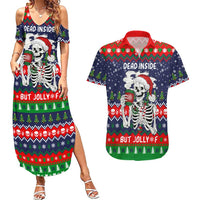 Dead Inside But Jolly Af Christmas Skeleton Couples Matching Summer Maxi Dress and Hawaiian Shirt Xmas Holiday Patterns - Wonder Print Shop