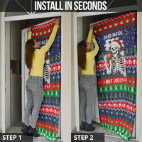 Dead Inside But Jolly Af Christmas Skeleton Door Cover Xmas Holiday Patterns - Wonder Print Shop