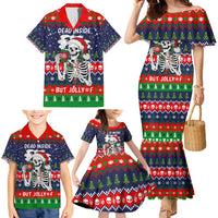 Dead Inside But Jolly Af Christmas Skeleton Family Matching Mermaid Dress and Hawaiian Shirt Xmas Holiday Patterns - Wonder Print Shop