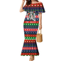 Dead Inside But Jolly Af Christmas Skeleton Family Matching Mermaid Dress and Hawaiian Shirt Xmas Holiday Patterns - Wonder Print Shop